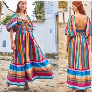 FARM RIO Striped Scarf Maxi Dress